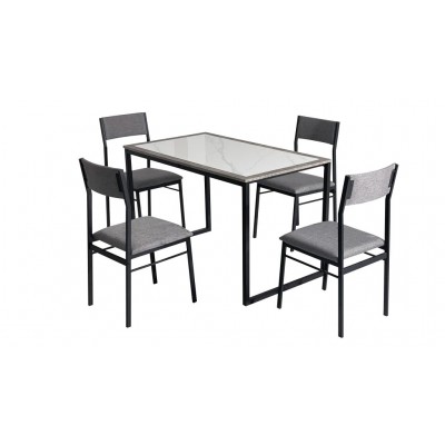 Stalas + 4 kėdės ARN2-BP (White Marble/#21452-55 Cement/378-26 Pilkas) NAUJIENA